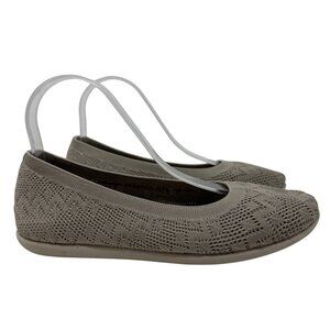 Skechers Cleo Sport Womens Knit Ballet Flats - Taupe Gray Slip-On Shoes Size 7